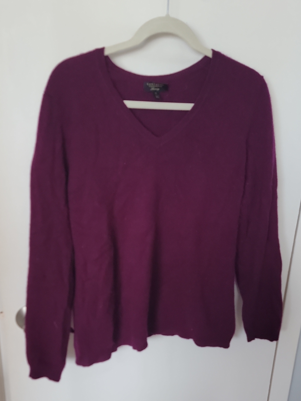 Cashmere Deep Plum V-Neck Women's Sweater